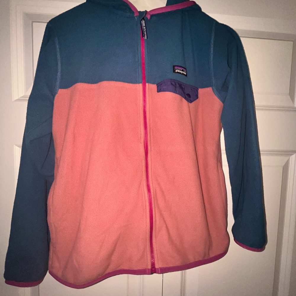 Patagonia Kids' Teal and Coral Fleece Hoodie